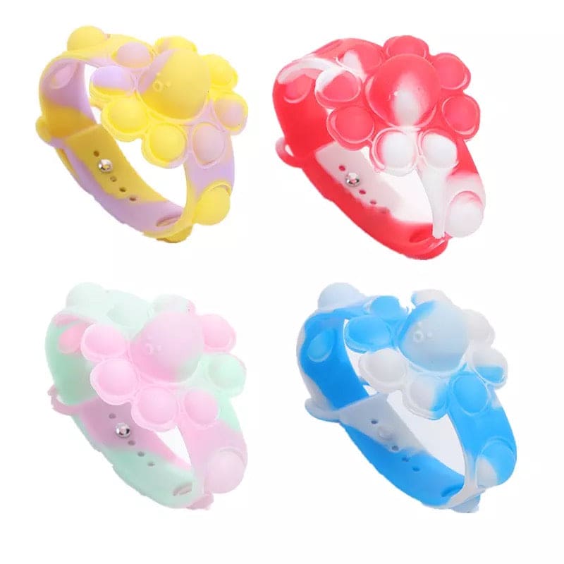 Flower Shaped Bubble Bracelet, Sensory Simple Dimple Fidget Toys, Anti Stress Sensory Stress Relief Wristband, Filip Silicone Press Finger Game Bubble Bracelet Flower Shaped Bubble Bracelet, Sensory Simple Dimple Fidget Toys, Anti Stress Sensory Stress Relief Wristband, Filip Silicone Press Finger Game Bubble Bracelet